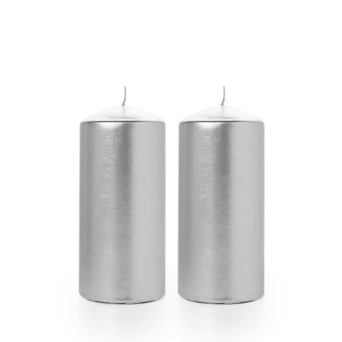 Metallic Silver Pillar Candle (Diameter 7cm x Height 15cm)