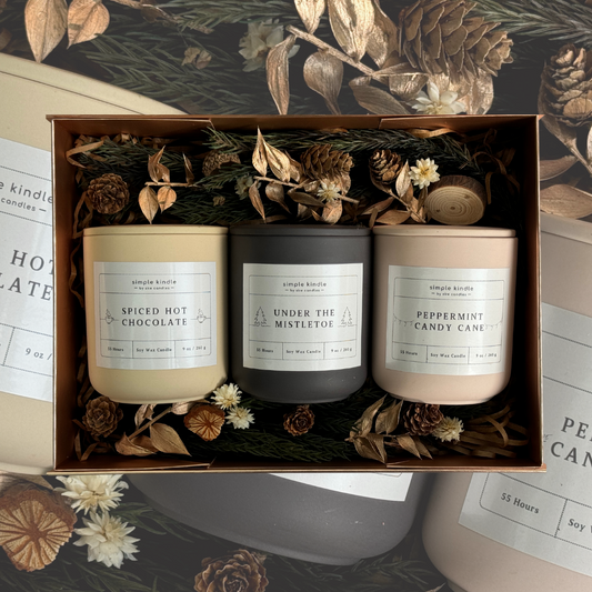 Christmas Candles Gift Set - Christmas-themed Scented Soy Wax Candles