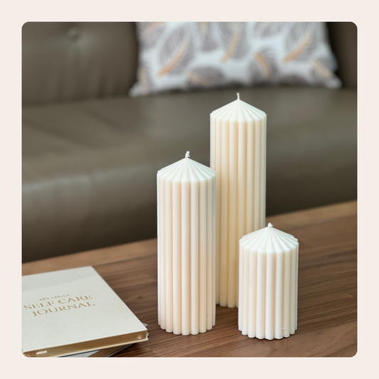 Ribbed Beeswax Pillar Candle - Made to Order
