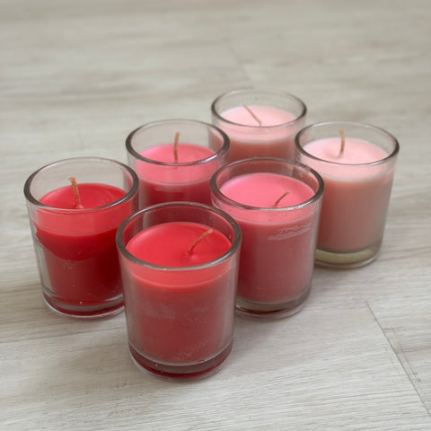 candles in glass with strawberry scent