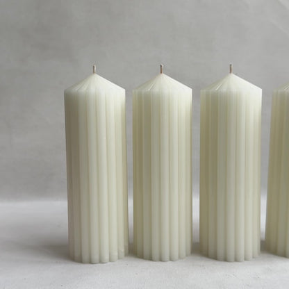 Ribbed Beeswax Pillar Candle - Made to Order