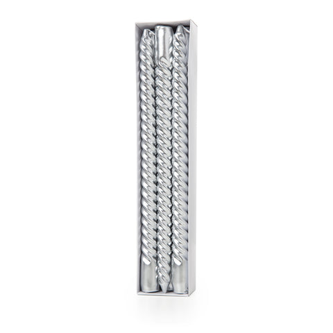 Shimmering Silver Spiral Candles (30cm)