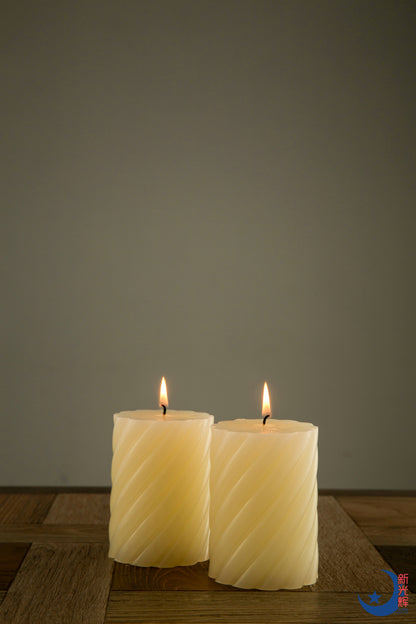 Spiral Block Candle Diameter 7cm x Height 10cm (Cream)