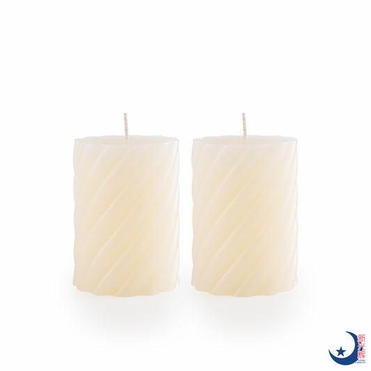 Spiral Block Candle Diameter 7cm x Height 10cm (Cream)